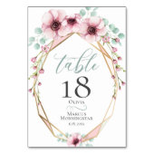 テーブルの番号 | 花ピンクのイソギンチャクと葉 テーブルナンバー (裏面)