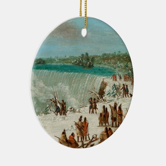 テーブルの石のナイアガラの滝のまわりのPortage セラミックオーナメント (右)