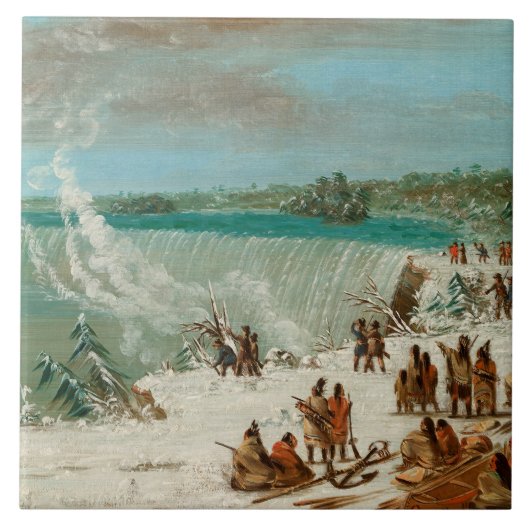 テーブルの石のナイアガラの滝のまわりのPortage タイル (正面)