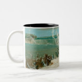 テーブルの石のナイアガラの滝のまわりのPortage ツートーンマグカップ (左)