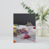 テーブルの端にシルバーテーブルキャット登山 ポストカード (スタンド正面)