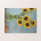 テーブルの花瓶にひまわり ジグソーパズル (横)