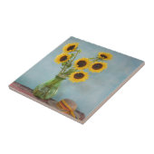 テーブルの花瓶にひまわり タイル (側面)