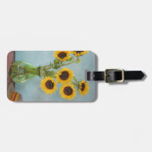 テーブルの花瓶にひまわり ラゲッジタグ (正面横)