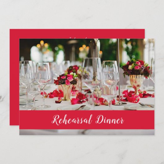 テーブルの設定のリハーサルの夕食の招待状 招待状 (正面/裏面)