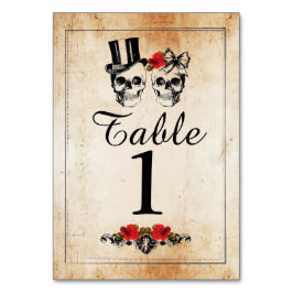 テーブルは結婚式の砂糖のスカルに素朴なカードと番号を付けます テーブルナンバー