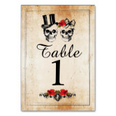 テーブルは結婚式の砂糖のスカルに素朴なカードと番号を付けます テーブルナンバー (裏面)