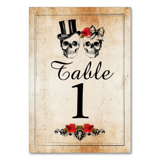 テーブルは結婚式の砂糖のスカルに素朴なカードと番号を付けます テーブルナンバー (裏面)