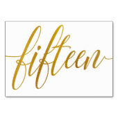 テーブルは-豪華なタイポグラフィ-フェイクな金ゴールドホイル15に番号を付けます テーブルナンバー (裏面)