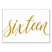 テーブルは-豪華なタイポグラフィ-フェイクな金ゴールドホイル16に番号を付けます テーブルナンバー (裏面)