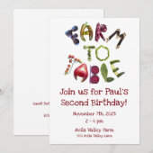 テーブルへようこそ - ファーマーズマーケット テーマ 招待状 (正面/裏面)