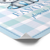 テーブルをかわいいグレー熊の赤ちゃんシャワー ポスター (角)