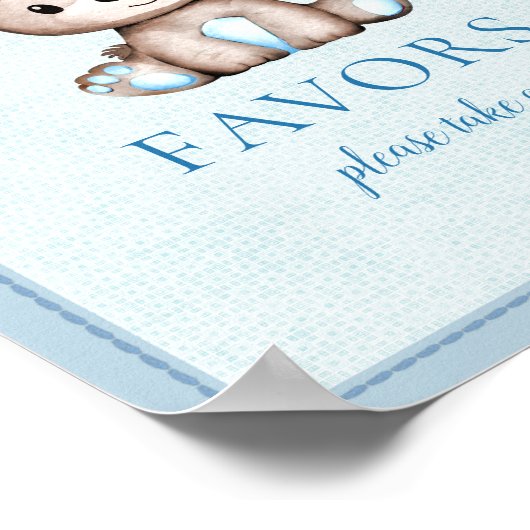 テーブルをかわいいブラウンベア赤ちゃんシャワー ポスター (角)