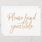 "テーブルを見つけてください" スタイリッシュ金ゴールドバラ記号 招待状 (正面/裏面)