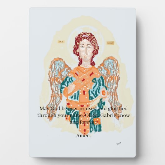 テーブルイーゼル&キャンバス： Archangle Gabriel祈りの言葉 フォトプラーク (正面)