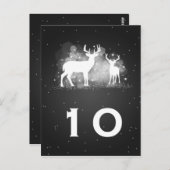 テーブルエレガント番号冬の鹿スパークルブラック ポストカード (正面/裏面)