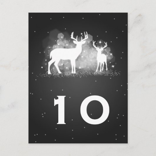 テーブルエレガント番号冬の鹿スパークルブラック ポストカード (正面)
