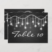 テーブルエレガント番号輝く星ブラック ポストカード (正面/裏面)