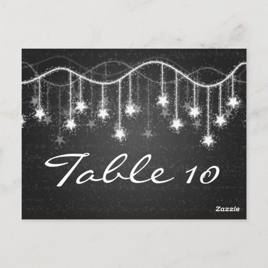 テーブルエレガント番号輝く星ブラック ポストカード (裏面)