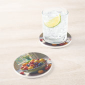 テーブルオイルの絵に果物をボウルに入れて コースター (側面)