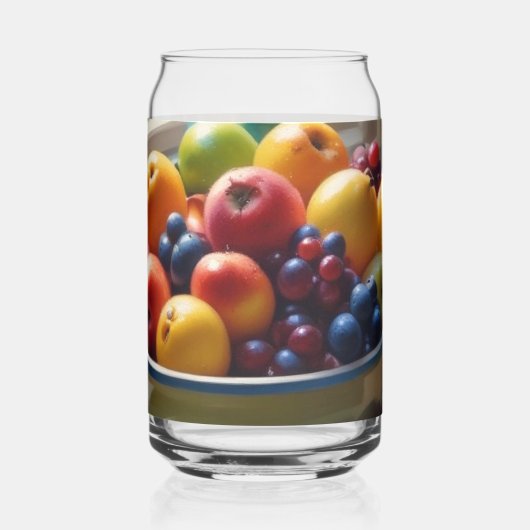 テーブルオイル塗装にフルーツクラシカルのボウル ガラス缶 (左)