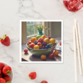 テーブルオイル塗装にフルーツクラシカルのボウル スタンダードカクテルナプキン (インサイチュ)