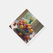 テーブルオイル塗装にフルーツクラシカルのボウル スタンダードカクテルナプキン (角)