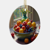 テーブルオイル塗装にフルーツクラシカルのボウル セラミックオーナメント (右)