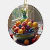 テーブルオイル塗装にフルーツクラシカルのボウル セラミックオーナメント (左)