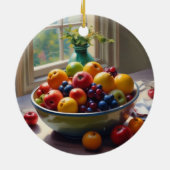 テーブルオイル塗装にフルーツクラシカルのボウル セラミックオーナメント (裏面)