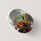 テーブルオイル塗装にフルーツクラシカルのボウル 缶バッジ (正面&裏面)