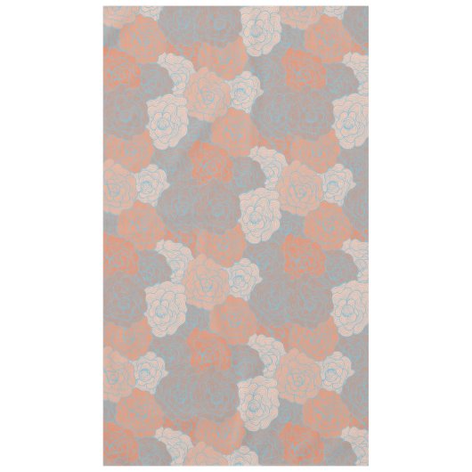 テーブルカバー、ターコイズ&コーラルフローラデザイン テーブルクロス (正面)