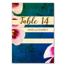 テーブルカードのテーブル番号エレガント、青フローラ テーブルナンバー