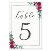 テーブルカードの水色フローラ枠 テーブルナンバー (裏面)