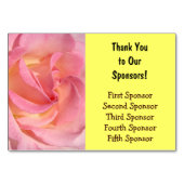 テーブルカードは私達のスポンサーのピンクの黄色に感謝していしています テーブルナンバー (正面)