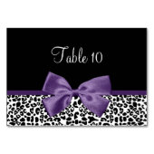 テーブルカードモダンなヒョウのAcaiの紫色のリボン テーブルナンバー (裏面)