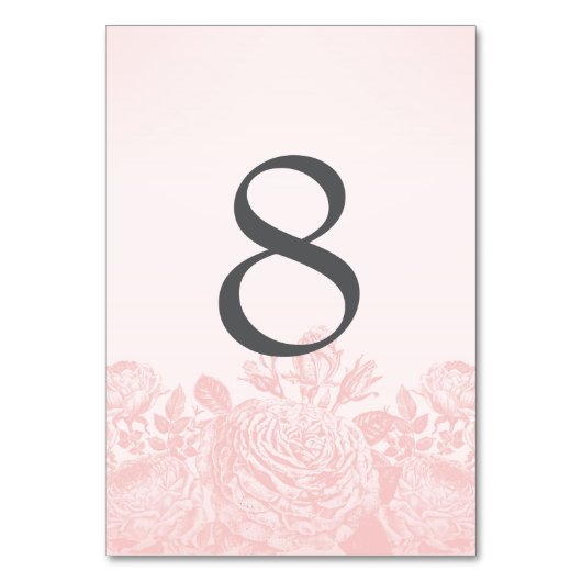 テーブルカードヴィンテージのばら色のパステル: ローズクォーツ テーブルナンバー (正面)