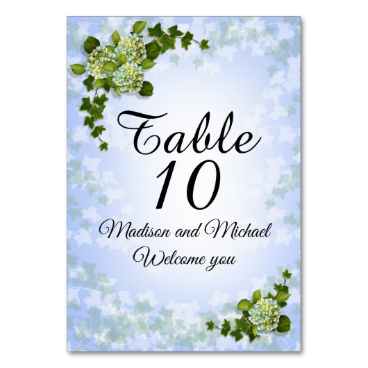 テーブルカード春の花アジサイ テーブルナンバー (正面)