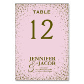 テーブルカード|ピンクおよび金ゴールド テーブルナンバー (正面)