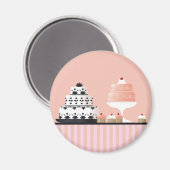 テーブルクロスのアールデコストライプのケーキ マグネット (正面/裏面)