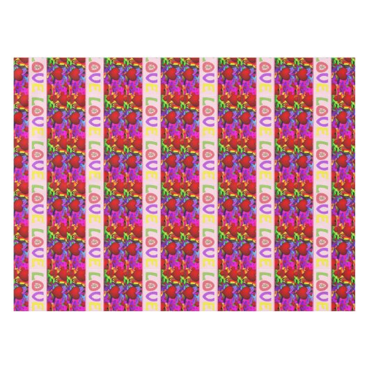 テーブルクロスのバレンタインデートテディベア テーブルクロス (正面(横))