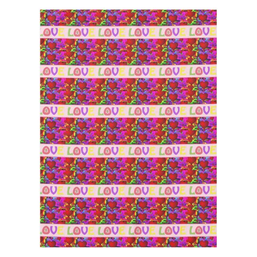 テーブルクロスのバレンタインデートテディベア テーブルクロス (正面)