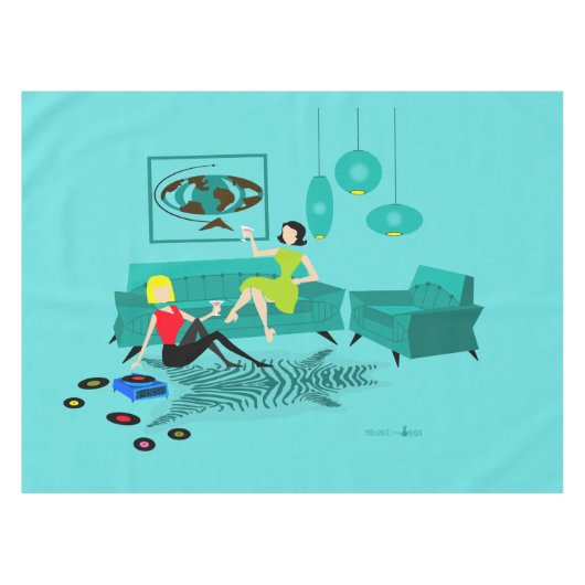 テーブルクロスのレトロの女の子の夜 テーブルクロス (正面(横))