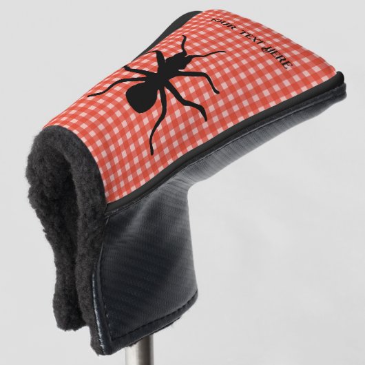 テーブルクロスの大きな不気味な黒のアリのピクニックプレイド ゴルフヘッドカバー (3/4 正面)