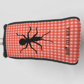 テーブルクロスの大きな不気味な黒のアリのピクニックプレイド ゴルフヘッドカバー (正面)