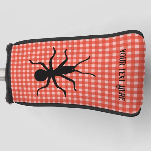 テーブルクロスの大きな不気味な黒のアリのピクニックプレイド ゴルフヘッドカバー (正面)