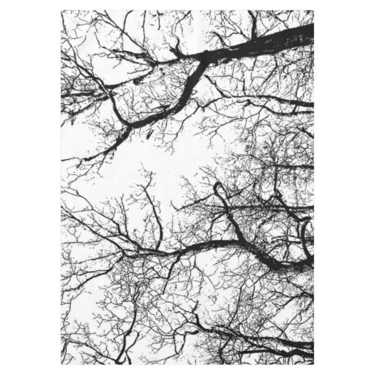 テーブルクロスの白黒抽象的な木 テーブルクロス (正面)