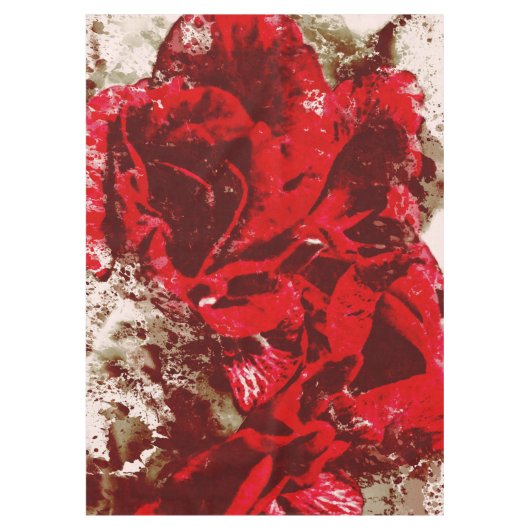 テーブルクロスの赤いバラの水彩画 テーブルクロス (正面)