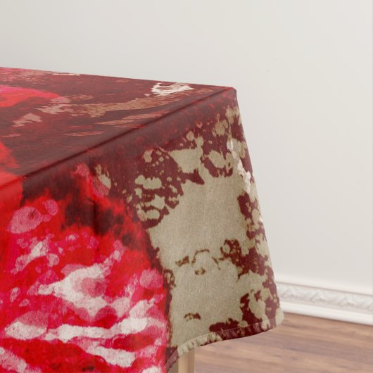 テーブルクロスの赤いバラの水彩画 テーブルクロス (インサイチュ)