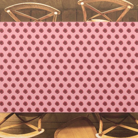 テーブルクロスの赤バラ花シームレスパターン テーブルクロス